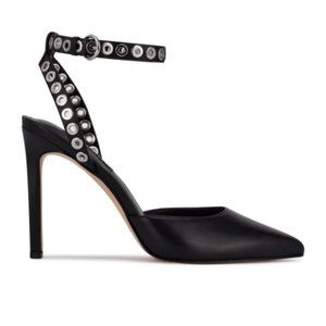 Nine West Timia Ankle Strap Pumps - Black Leather - Size 9